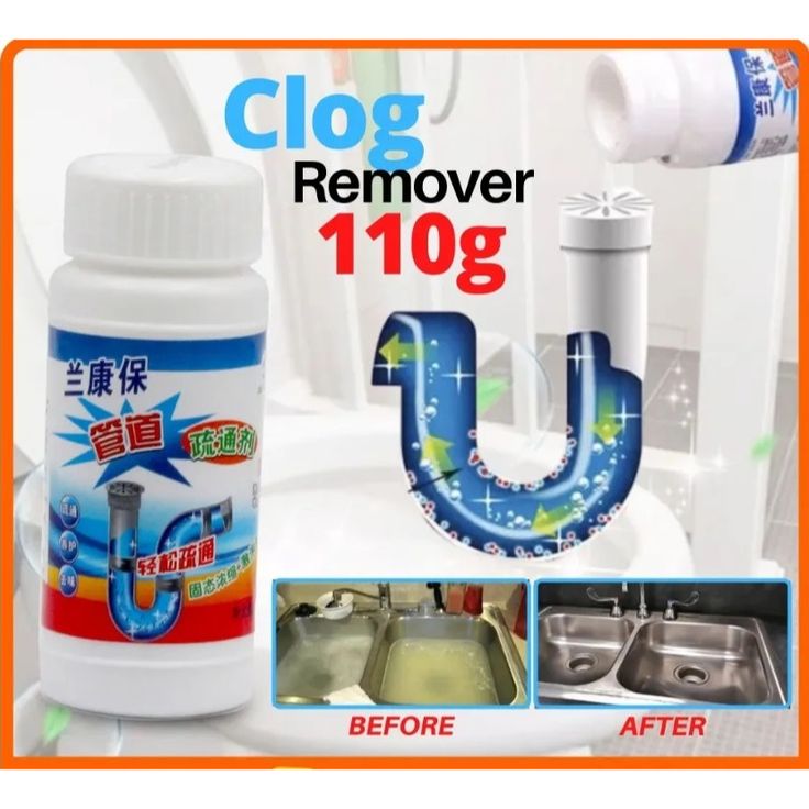 110 GM, Sink Cleaner Drain Powder, Removes Hair from Pipes, use Bathroom wash, Removes Clogs, Blockages in Washbasin, Septic Tank, Sinks, Pipes in Just 30 Minutes, Buy 1 Get 1 Free
