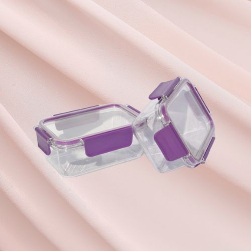 Food Storage Containers | Airtight, BPA-Free, Stackable Food Storage |Set of 2 Unbreakable PET Jars, Purple (400ml)