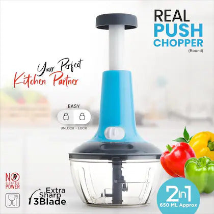 2 in 1 Push Chopper Push and Chop Chopper Vegetable and Fruit Cutter