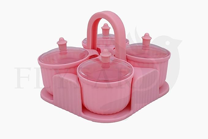 Dry Fruit Storage Container Set – 4-Piece Green , Pink, Blue ABS Plastic Jars with Lids | Pickle, Spice, Condiment Box for Kitchen & Dining Table | Airtight, Food-Grade Organizer