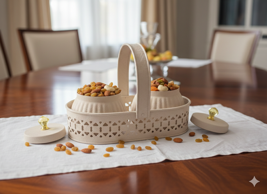 HANDMADE DRYFRUIT JARS WITH BASKET|SET OF 3