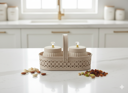 HANDMADE DRYFRUIT JARS WITH BASKET|SET OF 3