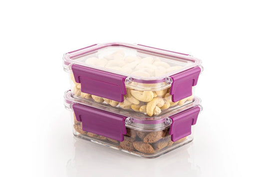 Food Storage Containers | Airtight, BPA-Free, Stackable Food Storage |Set of 2 Unbreakable PET Jars, Purple (400ml)