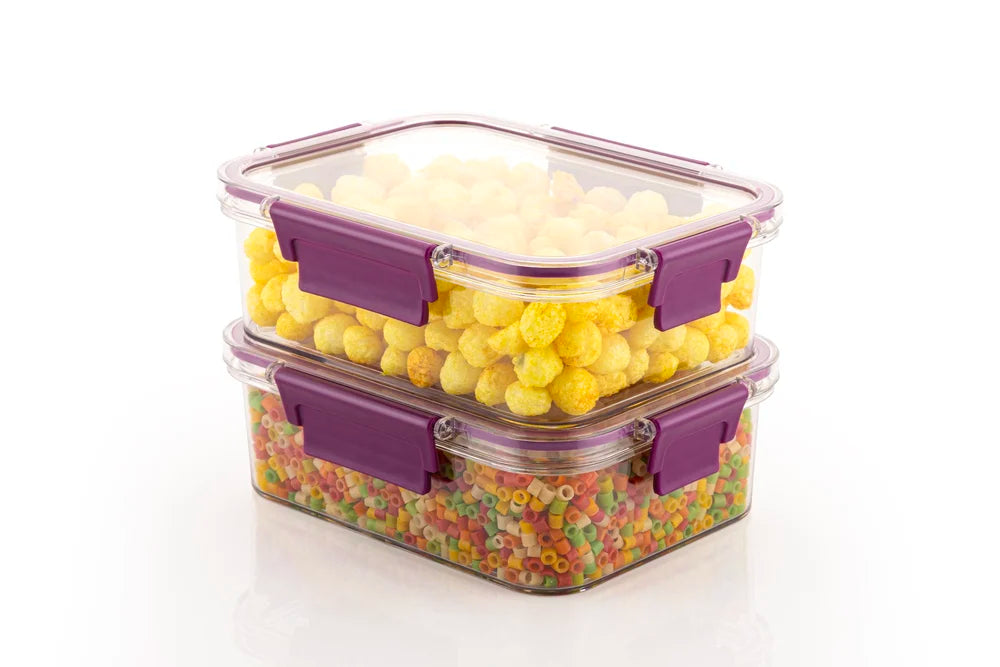 Food Storage Containers | Airtight, BPA-Free, Stackable Food Storage |Set of 2 Unbreakable PET Jars, Purple (400ml)