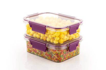 Food Storage Containers | Airtight, BPA-Free, Stackable Food Storage |Set of 2 Unbreakable PET Jars, Purple (400ml)