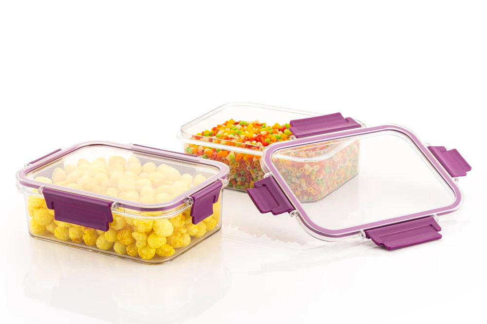 Food Storage Containers | Airtight, BPA-Free, Stackable Food Storage |Set of 2 Unbreakable PET Jars, Purple (400ml)